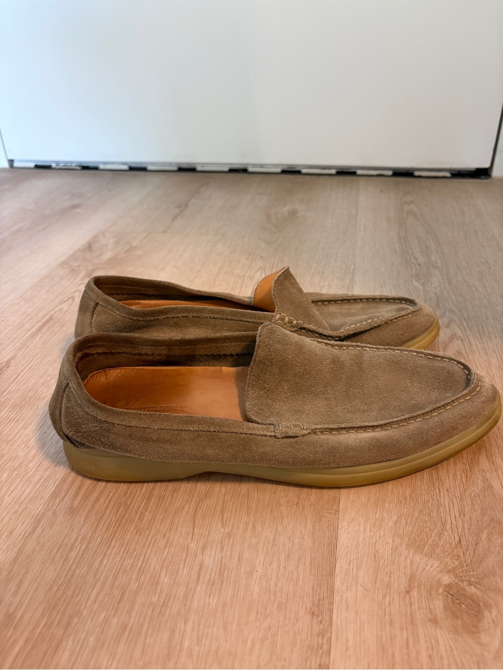 Men's Suede Slip-On Loafers in Taupe